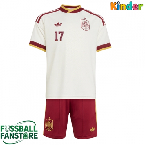 Spanien Nico Williams #17 Replik Auswärtstrikot Kinder WM 2026 Kurzarm (+ Kurze Hosen)